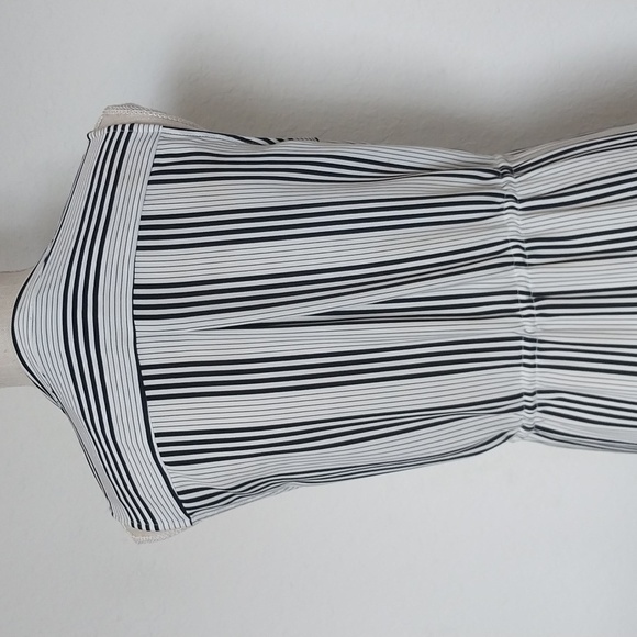 H&M Shirtdress Navy White Stripe Sleeveless Button Front Size 10 Copy - Picture 3 of 7